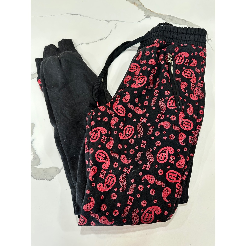 HIDDEN HYPETM‎ Black Red Paisley Print Jogger Sweatpants Men's M